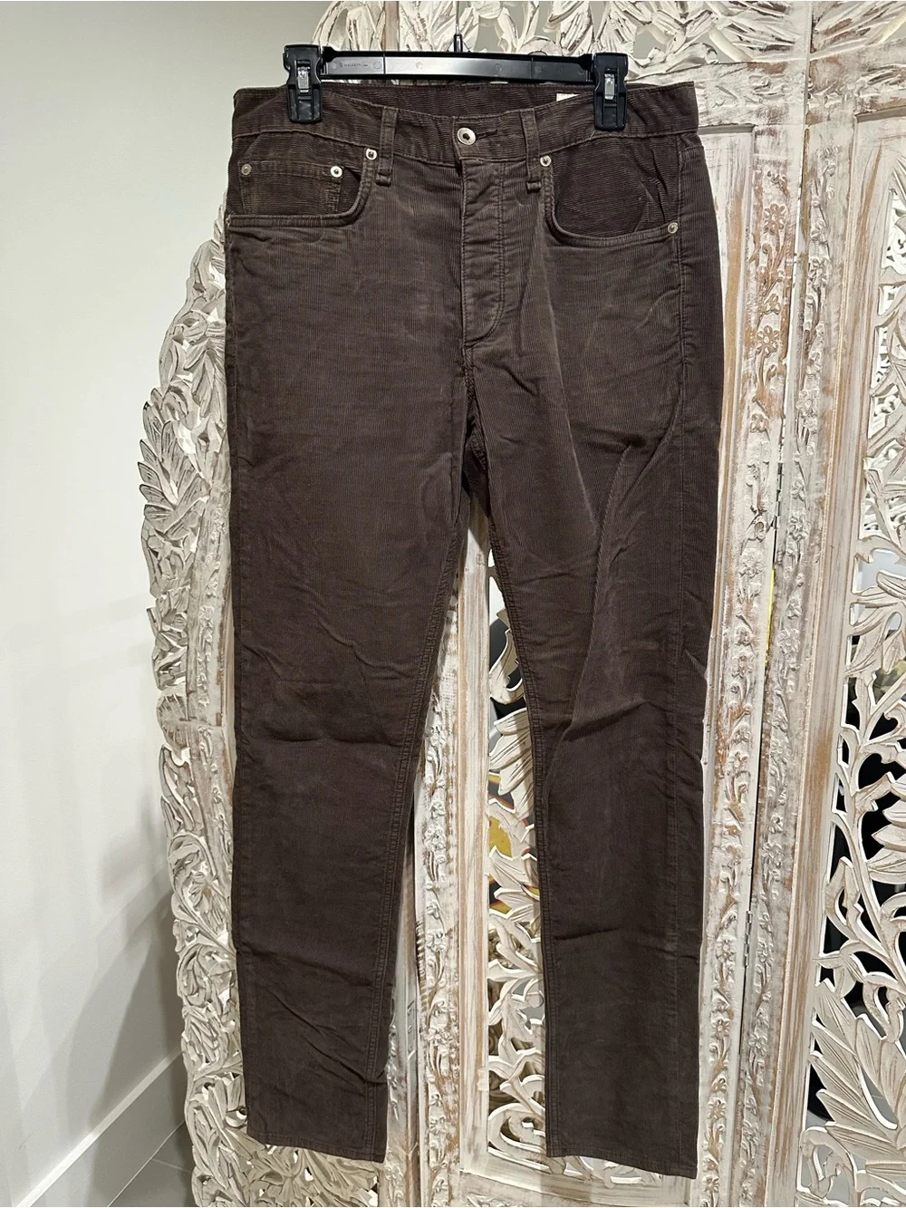 rag & bone Men's Charcoal Corduroy Slim Trousers